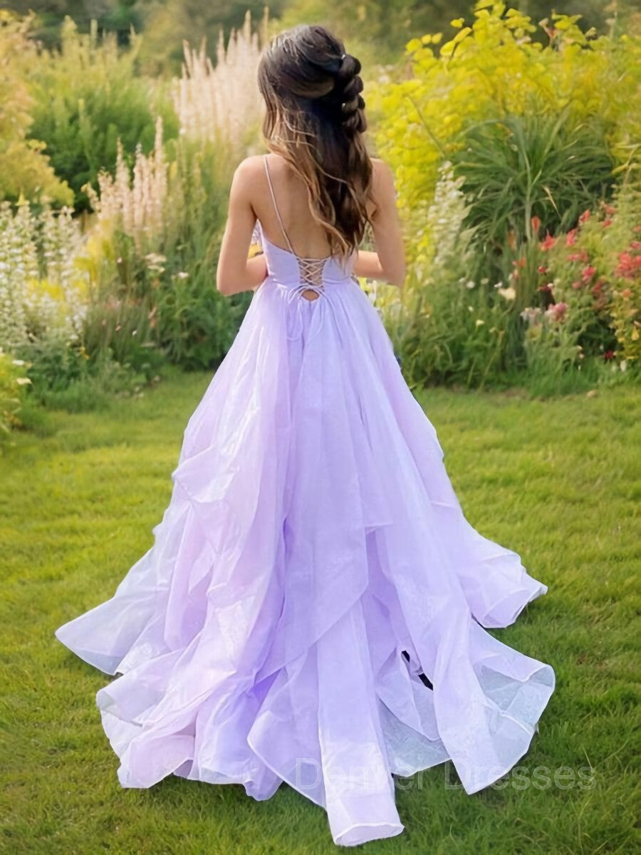 Prom Dress Affordable, A-Line/Princess V-neck Sweep Train Prom Dresses