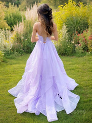 Prom Dress Affordable, A-Line/Princess V-neck Sweep Train Prom Dresses