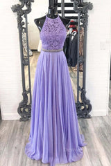 Flowy Dress, A Line Purple Lace Long Prom Dress with Belt, Purple Lace Formal Dress, Purple Evening Dress, Bridesmaid Dress
