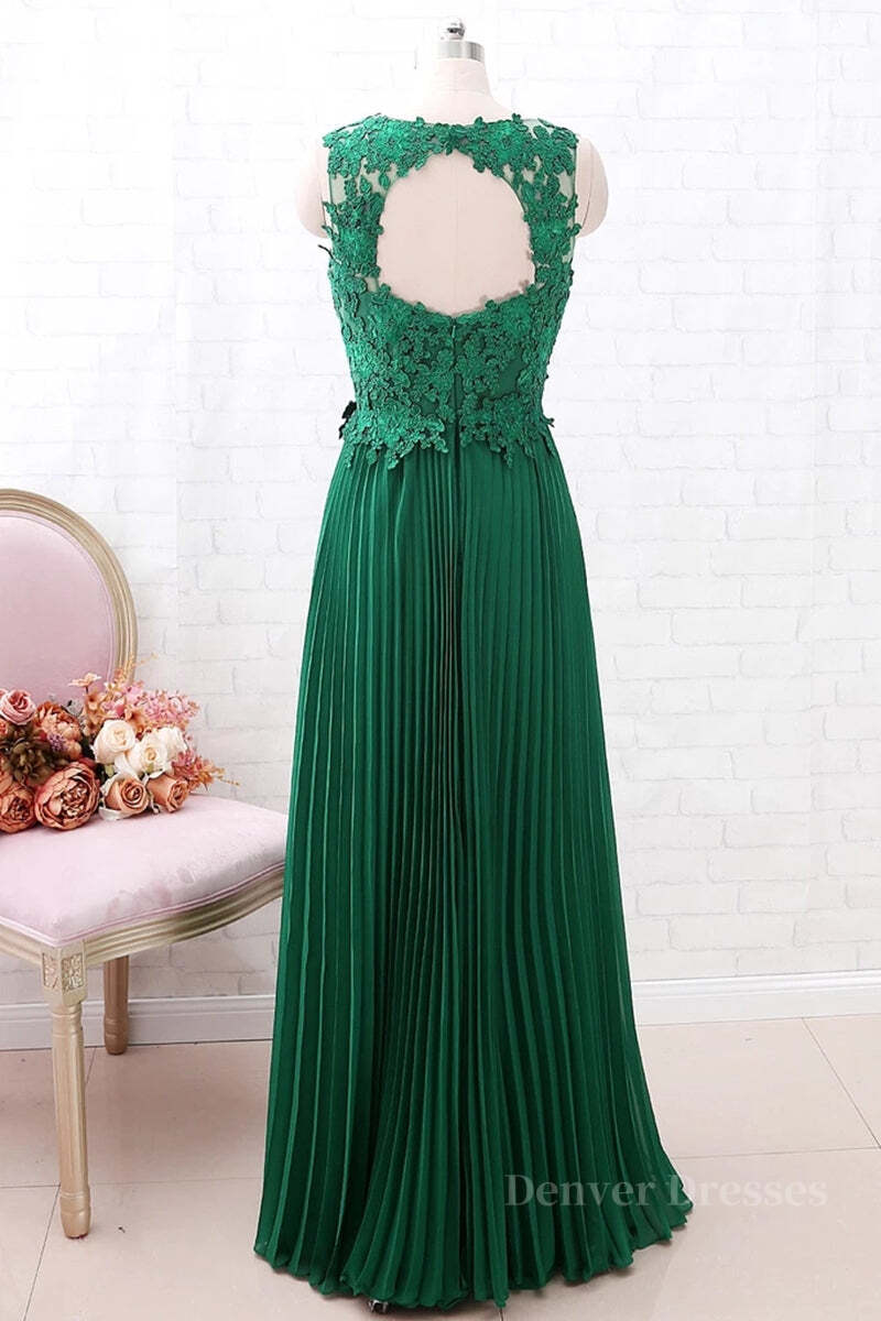 Homecoming Dress Black, A Line Round Neck Green Lace Long Prom Dress Bridesmaid Dress, Open Back Lace Green Formal Dress, Green Lace Evening Dress