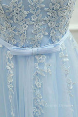 Party Dress Wedding Guest Dress, A Line Round Neck Lace Blue Short Prom Dress, Short Blue Lace Formal Graduation Homecoming Dress