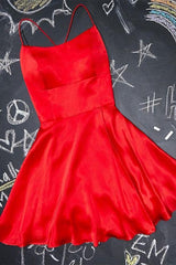 Party Dress Styles, A-Line Short red Homecoming Dress Satin Party Dress