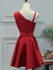Prom Dresses With Sleeves, A Line Short Red Prom Dresses, Short Red Graduation Homecoming Dresses