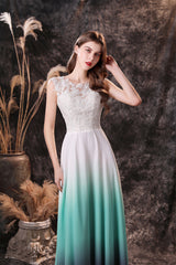 Homecoming Dresses Short Prom, A Line Sleeveless Appliques Ombre Silk Like Satin Floor Length Prom Dresses