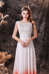 Homecoming Dress Sparkle, A Line Sleeveless Ombre Silk Like Satin Sweep Train Prom Dresses
