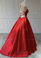 Homecoming Dress Classy, A-line Sleeveless Square Neckline Long/Floor-Length Satin Prom Dress