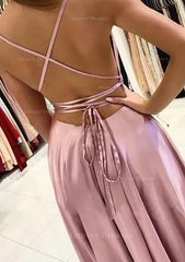 Formal Dress Shop Near Me, A-line Square Neckline Sleeveless Satin Sweep Train Prom Dress With Pleated