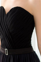Party Dress Shops Near Me, A Line Strapless Sleeveless Colorful Chiffon Floor Length Prom Dresses With Belt