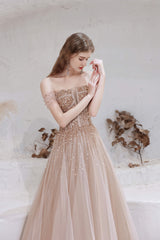 Winter Dress, A-Line Strapless Starlight Princess Prom Dresses
