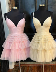 Party Dress Code Ideas, A-line Tiered Short Homecoming Dress,Formal Mini Dresses