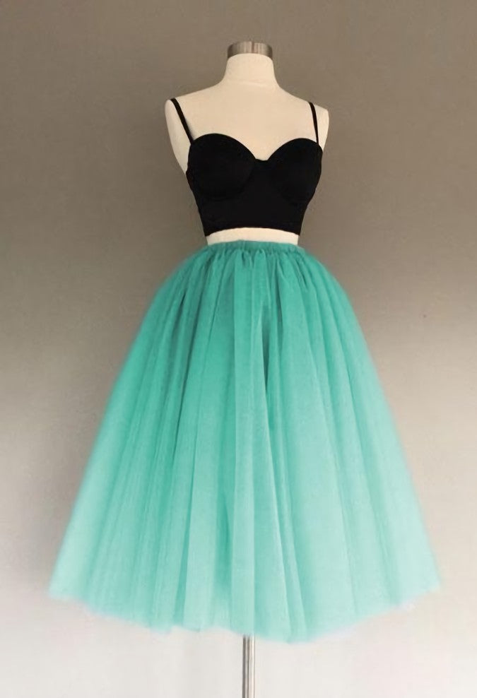 Garden Wedding, A Line Two Piece Homecoming Dresses Short Tulle Prom Gowns
