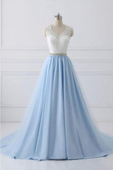 Party Dress Code, A Line V-neck Lace Appliques Bodice Long Prom Dresses,Elegant Prom Dress with Beads