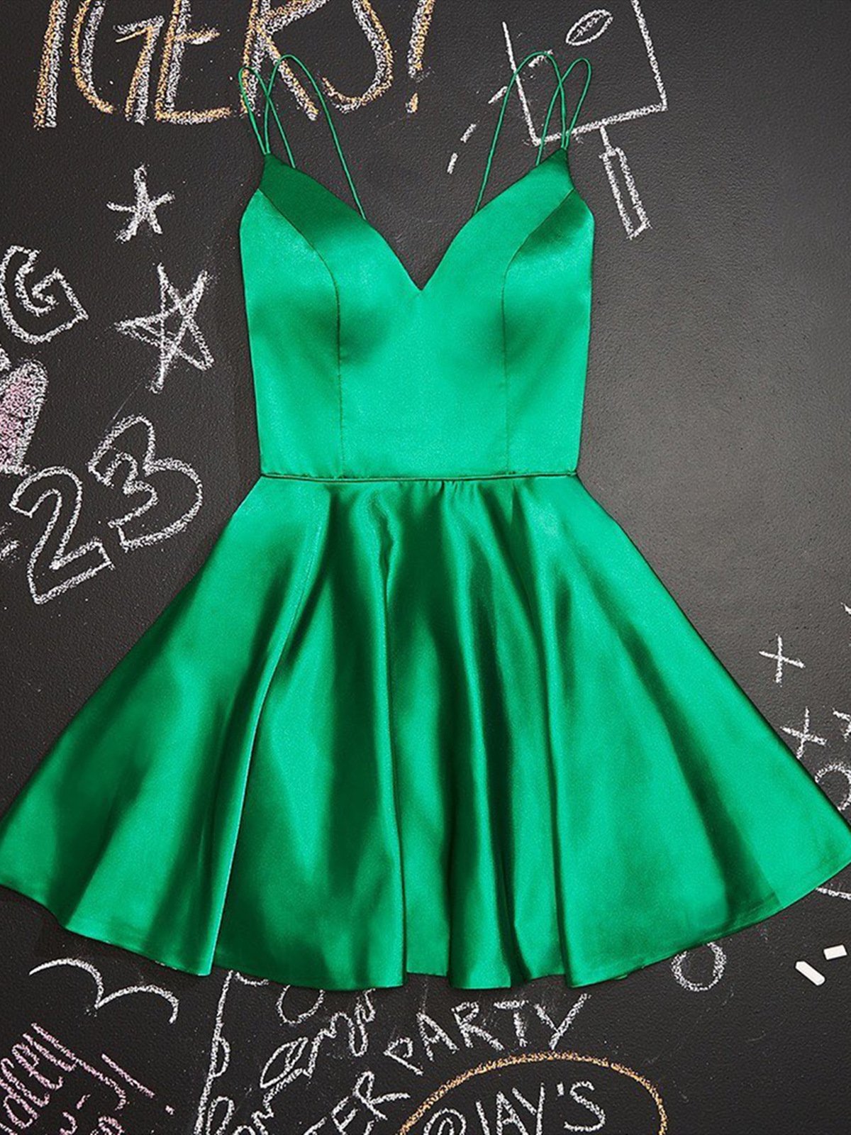 Party Dress Store, A Line V Neck Short Green Prom Dresses, Short Green V Neck Formal Homecoming Dresses