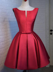 Prom Dress Long Beautiful, Adorable Cute Wine Red Satin Short Prom Dress , New Party Dress