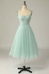 Formal Dress For Wedding Guest, Agave A-line Tie Bow Straps Applique Pleated Mini Homecoming Dress