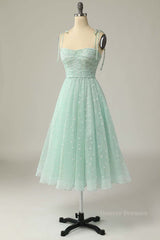 Formal Dress For Weddings Guest, Agave A-line Tie Bow Straps Applique Pleated Mini Homecoming Dress