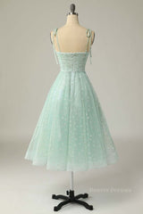 Formal Dress To Attend Wedding, Agave A-line Tie Bow Straps Applique Pleated Mini Homecoming Dress