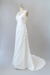 Wedding Dresses For Fall Weddings, Awesome Long Sheath Lace Chiffon Backless Wedding Dress