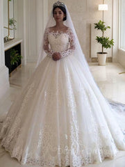 Wedding Dresses Dresses, Ball Gown Off-the-Shoulder Sweep Train Tulle Wedding Dresses