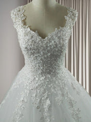 Wedding Dress Wedding Dress, Ball-Gown Sweetheart Applique Floor-Length Tulle Wedding Dress