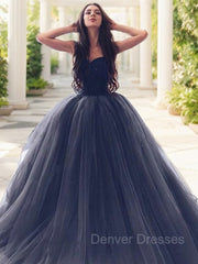 Evening Dresses Stores, Ball Gown Sweetheart Floor-Length Tulle Prom Dresses With Beading