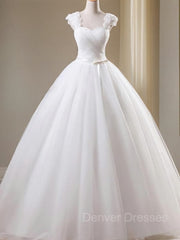 Wedding Dress Under 205, Ball Gown Sweetheart Floor-Length Tulle Wedding Dresses With Beading