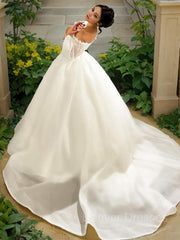 Wedding Dress Collection, Ball Gown Sweetheart Sweep Train Satin Wedding Dresses