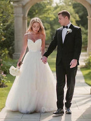 Wedding Dress Boutique, Ball Gown Sweetheart Sweep Train Tulle Wedding Dresses