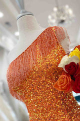 Wedding Dresses Under 100, Beaded Fringe Orange Tight Short Homecoming Dress Cocktail Dresses Wedding