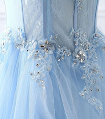 Bridesmaids Dress Trends, Light Blue Tulle Lace Long Prom Dress, Formal Dress