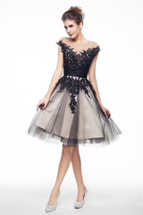 Prom Dresses Inspired, Black and White Lace Short Homecoming Dresses
