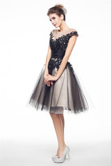 Prom Dresses Inspiration, Black and White Lace Short Homecoming Dresses