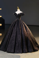 Bridesmaid Dress Burgundy, Black Floor Length V-neck Off the Shoulder Formal Dress, Black A-Line Evening Dress