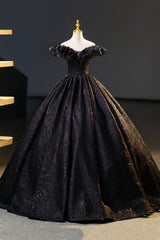 Bridesmaids Dresses Burgundy, Black Floor Length V-neck Off the Shoulder Formal Dress, Black A-Line Evening Dress