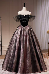 Party Dress Patterns, Black Satin Tulle Long Prom Dress, A-Line Off Shoulder Evening Dress Formal Dress