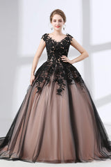 Prom Dress Mermaid, Black Sweetheart Applique Lace See Through Prom Dresses
