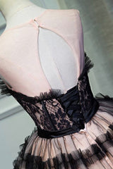 Homecoming Dresses 14 Year Old, Black Tulle Lace Short Prom Dress, A-Line Black Homecoming Dress