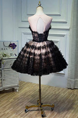 Homecoming Dresses Simples, Black Tulle Lace Short Prom Dress, A-Line Black Homecoming Dress