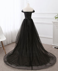 Party Dress Sparkle, Black Tulle Long Prom Dress, Black Evening Dresses