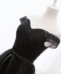 Party Dresses Long Sleeve, Black Tulle Long Prom Dress, Black Evening Dresses