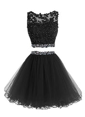 Prom Dresses Mermaide, Black Two Piece Tulle Homecoming Dress, Lovely Party Dress