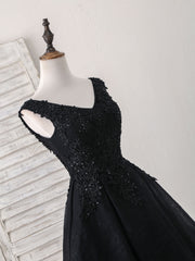 Beauty Dress, Black V Neck Lace V Neck Short Prom Dress, Black Homecoming Dress