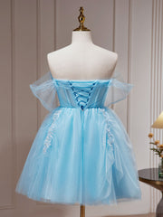 Bridesmaid Dress Ideas, Blue A-Line Short Prom Dress, Cute Blue Homecoming Dresses