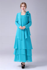 Bridesmaid Dress Color Palettes, Blue Chiffon Mother Of The Bride Dresses With Jacket