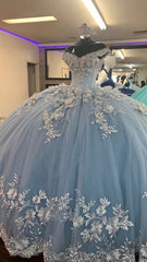 Party Dress Names, Blue Princess Prom Dress Ball Gown Quinceanera Dresses Long