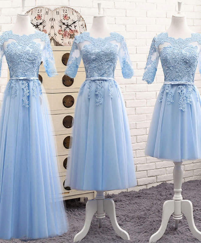 Bridesmaid Dress Burgundy, Blue Tulle Lace Long Prom Dress Blue Tulle Bridesmaid Dress