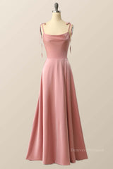 Green Bridesmaid Dress, Blush Pink A-line Full Length Long Prom Dress