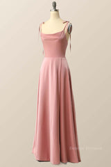 Bridesmaid Dress Yellow, Blush Pink A-line Full Length Long Prom Dress