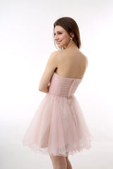 Prom Dresses Colors, Blushing Pink Sweetheart Beaded A-line Short Homecoming Dresses