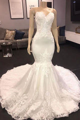 Wedding Dress Silhouettes Guide, Luxury Sweetheart Appliques Mermaid Wedding Dress